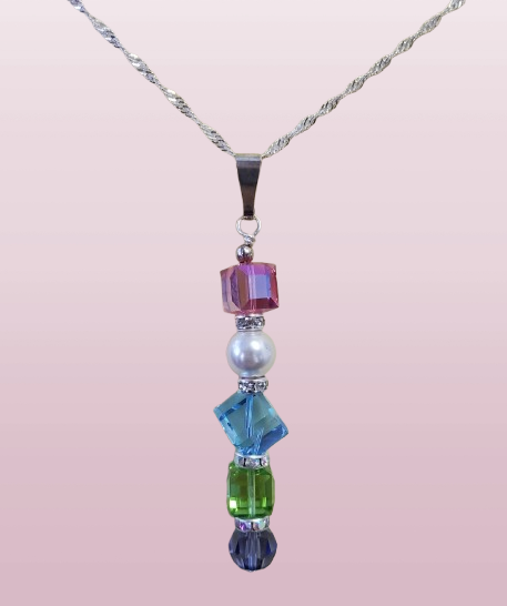 Mother's Day pendant 4 crystals
